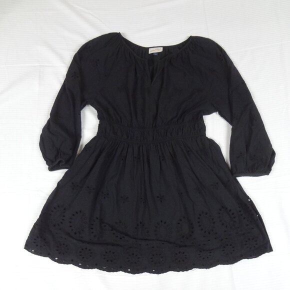 UNIVERSAL THREADS BLACK EYELET LACE MINI DRESS 3/4 SLEEVE WOMENS SIZE LARGE L255 - Picture 6 of 10